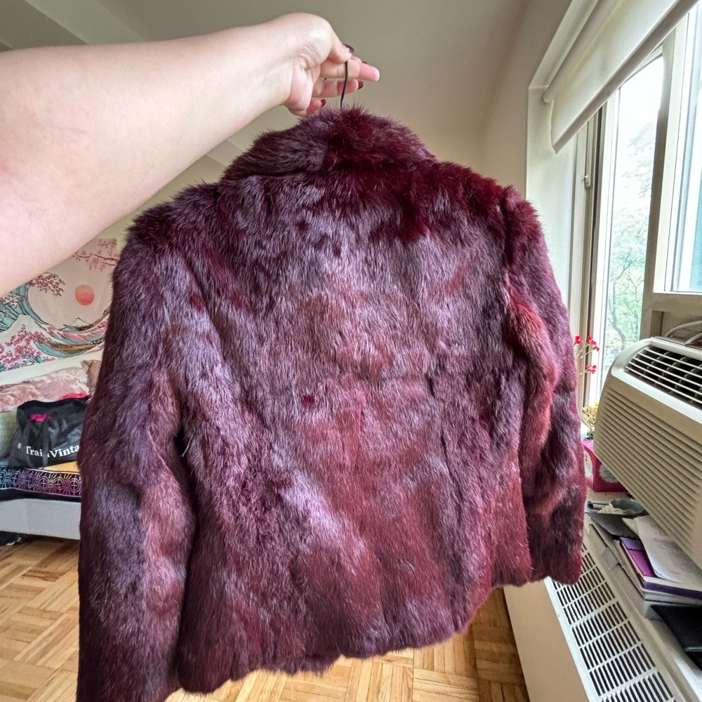 Fur Jacket in Rich Burgundy - Picture 4 of 5